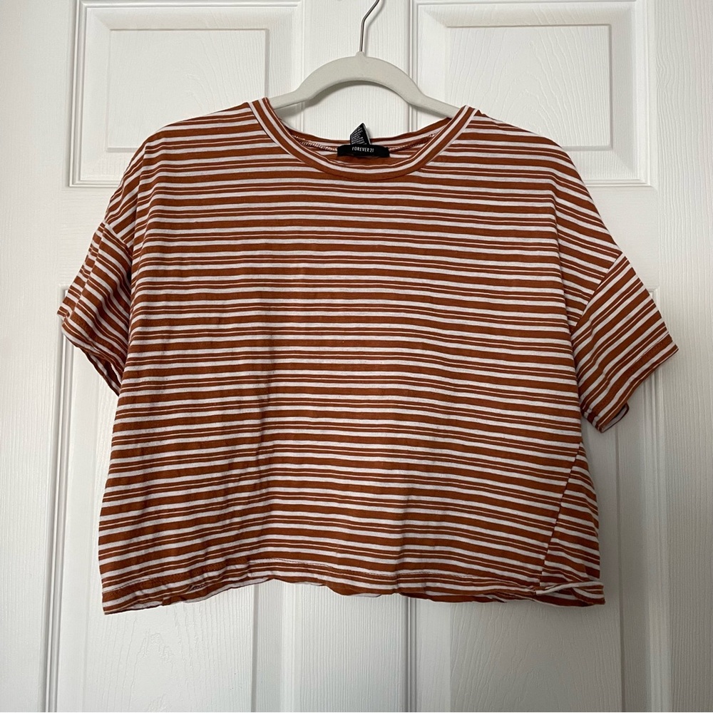 f21 striped orange shirt